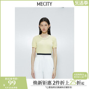 mecity女装夏季时尚链条，设计时尚轻薄透气短袖，毛衫女515733