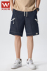 文时特夏季牛仔短裤男士，潮流美式工装，宽松直筒五分休闲裤子8501