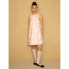 palebluedot蓝点·时髦新中式夏季粉色光泽缎面，提花a字圆领连衣裙