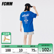 FCMM春夏潮牌纯棉运动休闲短袖后背发光字母印花T恤