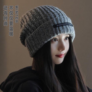 显脸小毛线帽女冬季韩版ins网红百搭冷帽堆堆帽粗毛线保暖针织帽