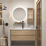 原木风浴室柜镜柜组合家用卫生间，洗脸盆柜洗漱台厕所实木洗手盆柜