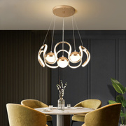 定制北欧轻奢饭厅吊灯现代简约创意个性设计师款金色饭厅餐桌卧室