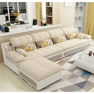 沙发现代简约皮布艺沙发三人，小户型乳胶沙发可拆洗客厅组合家具