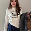 大码女装2025春秋新款胖MM套头印花宽松显瘦圆领正肩长袖T恤上衣