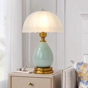 床头灯具装饰欧式美式复古简约现代陶瓷金属，电镀卧室家用结婚台灯