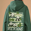 熊猫 设计感小众卫衣女春秋绿色连帽外套2024vintage宽松上衣