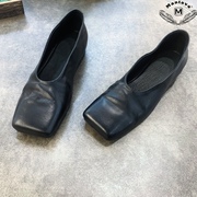 Mantova曼托瓦手工定制单鞋方头真皮复古浅口小皮鞋低跟平跟鞋