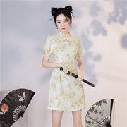 新中式旗袍2023年改良版年轻款少女小个子短款日常可穿连衣裙