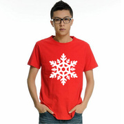 夏季趣味天气清凉雪花印花T恤创意男青少年简约运动圣诞节棉短袖T