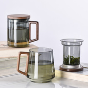 玻璃泡茶杯带盖过滤耐热水杯男士办公简约大容量茶水分离茶道杯子