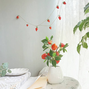 仿真草莓藤条可爱少女心假花，水果串装饰绢花室内壁挂花卉卧室摆设