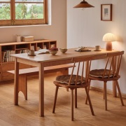 mumo木墨山水餐桌日式原木家用小户型，北欧全实木办公书桌子