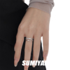 sumiyaki原创银色交叉锆石双层戒指，轻奢小众时尚素戒情侣对戒指环