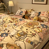 韩式ins风卡通小猫小狗可爱风床单被套，四件套学生单人床上三件套