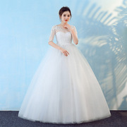 2023年新娘婚纱礼服韩式一字肩高腰孕妇大码婚纱