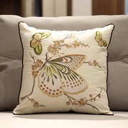 高档绣花欧式米色抱枕，立体图案可拆洗客厅沙发，靠枕家居床头靠垫