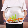 创意圆形玻璃鱼缸透明大号桌面加厚乌龟，缸金鱼缸水培客厅风水招财