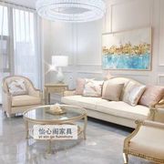 美式轻奢布艺沙发现代简约法式客厅小户型高档实木别墅沙发组合