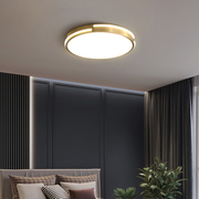 超薄led吸顶灯圆形卧室灯简约现代轻奢房间灯全铜样板间北欧灯具