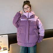 中大童冬季冲锋衣马甲两件套外套女生韩版洋气夹棉加厚上衣潮