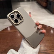 水泥灰色适用iPhone14苹果15pro手机壳max素皮拼色13贴皮纹12金属镜框11按键PC硬防摔高级感mini商务钛原色男