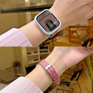 苹果iwatchS8/7/s9表带 针扣款applewatch手表SE真皮带壳S66夏天5创意4代高级小众女41运动智能云顶创想