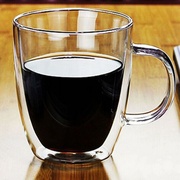 双层玻璃耐热咖啡杯隔热玻璃杯，马克杯加厚透明茶杯果汁杯带把
