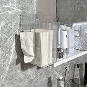 镜柜旁纸巾盒壁挂式免打孔纸巾收纳盒透明抽纸盒卫生间壁挂纸抽盒