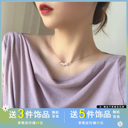 韩国简约珍珠项链甜美小众设计感颈链气质，淑女夏季锁骨链2383