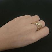 14K镀金设计感多层开口戒指环夸张交叉戒指女时尚个性可调节高级