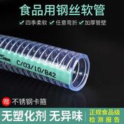 新佰特食品级钢丝软管pvc软管食品专用塑料水管透明加厚耐磨管子