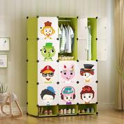 卡通衣柜儿童宝宝婴儿玩具收纳柜组合塑料衣橱柜子树脂组安装简易