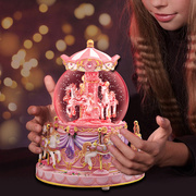 旋转木马音乐盒水晶球八音盒，生日礼物送小女孩女生儿童摆件