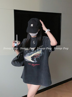 夏季原厂fogrepresent鲨鱼高街潮牌，纯棉情侣小众，做旧短袖t恤