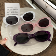 复古猫眼椭圆墨镜女韩版高级感夏季防紫外线太阳镜凹造型网红眼镜
