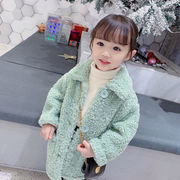女童2021秋冬外套装韩版宝宝羊羔毛网红小童中长款加厚毛毛衣