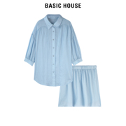 Basic House/百家好衬衫半身裙套装夏装时尚短裙子两件套