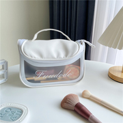 AhangzZ 自制韩国ins透明白色磨砂便携大容量化妆包收纳袋洗漱包