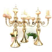 欧式复古装饰烛台 金属浪漫餐桌烛台摆件 创意金色婚庆蜡烛台