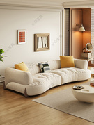 奶油风科技布沙发(布沙发，)2023云朵沙发客厅，小户型现代简约弧形沙发