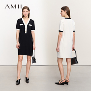 艾米amii女装小香风短袖针织连衣裙夏天裙子高端轻奢法式小众