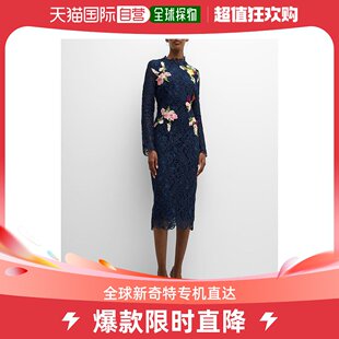 美国直邮Monique Lhuillier 女士 蕾丝长袖连衣裙长裙