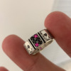 s925银扑克牌锆石复古戒指女夸张小众，设计时尚个性开口食指环