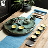 陶迷家用排水大茶盘，窑变创意中式功夫茶具，托盘陶瓷莲花台储水茶海