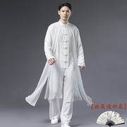 古风男装汉服白色仙气雪纺古装演出服男中式长袍男日常唐装长衫男