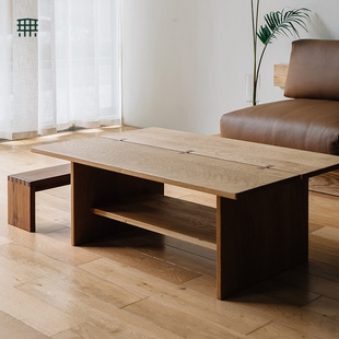 无即所有侘寂风实木茶几北欧小户型客厅家用日式极简约长方形茶桌