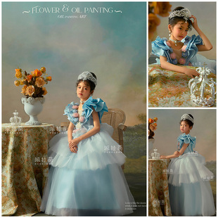 2-15岁女童拍照公主裙油画复古欧式礼服宴会演出服影楼写真照