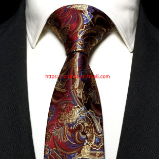 ptahatum男士婚礼商务真丝，领带三件套装红色花纹宴会正装领带
