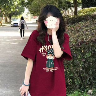 纯棉短袖t恤女夏季2024小众设计感美式复古港味chic潮牌上衣